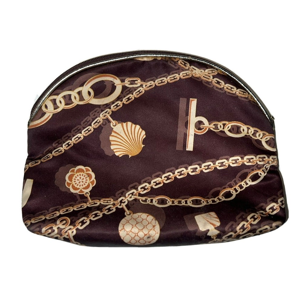 Small Brown & Gold Makeup & Jewelry Bag